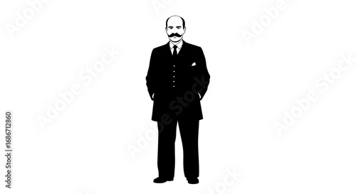 the distinguished gentleman a vintage silhouette of quiet confidence and oldworld charm, isolated on transparent background