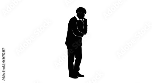 the executives contemplation a silhouette of strategic decision, isolated on transparent background