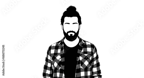 the lumberjacks quiet strength a monochrome portrait of calm resolve, isolated on transparent background