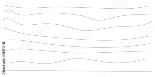 Long dashed hand drawn squiggle, loopy line vector, Dashed hand drawn line icon isolated on transparent background. EPS 10