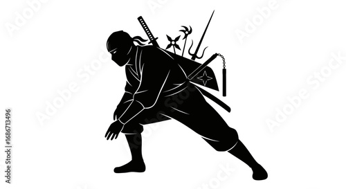 the ninjas silent burden a shadowy warriors heavy load, isolated on transparent background