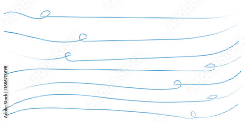 Long dashed hand drawn squiggle, loopy line vector, Dashed hand drawn line icon isolated on transparent background. EPS 10