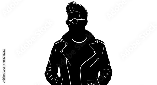 the urban rebel a monochrome silhouette of cool confidence and edgy style, isolated on transparent background