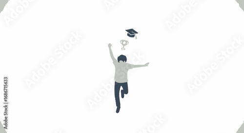 triumphant leap a celebration of academic success, isolated on transparent background