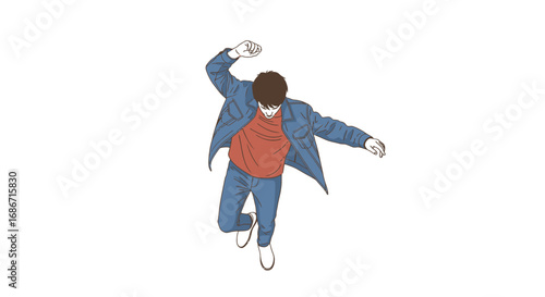 unburdened joy a mans ecstatic leap of freedom, isolated on transparent background