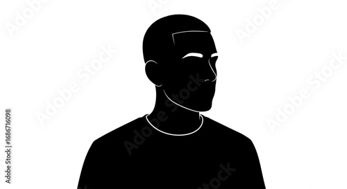 unseen potential a black and white silhouette portrait, isolated on transparent background