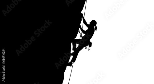 unwavering ascent a climbers silhouette against the dawn, isolated on transparent background
