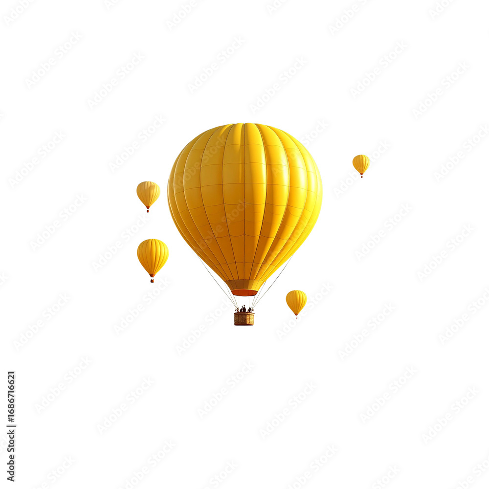 Fototapeta premium 3D illustration of a yellow floating balloon on a white background
