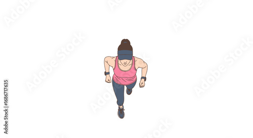 woman runner determination, strength, and the pursuit of fitness goals, isolated on transparent background