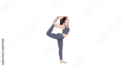 yoga pose natarajasana, king dancer pose, graceful balance, isolated on transparent background