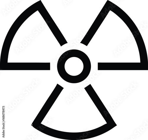 Radiation symbol outline vector icon on white background