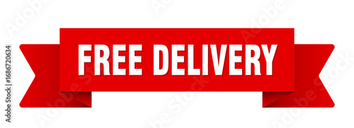 free delivery ribbon isolated on transparent background. free delivery ribbon