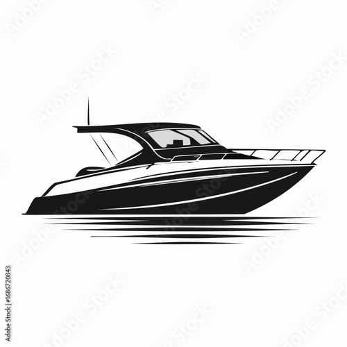 driving speed boat silhouette collection