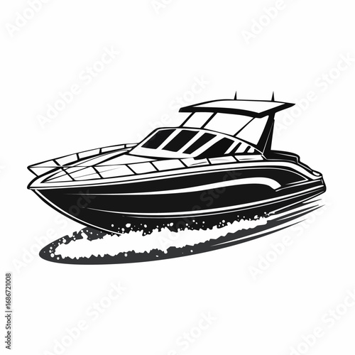 driving speed boat silhouette collection