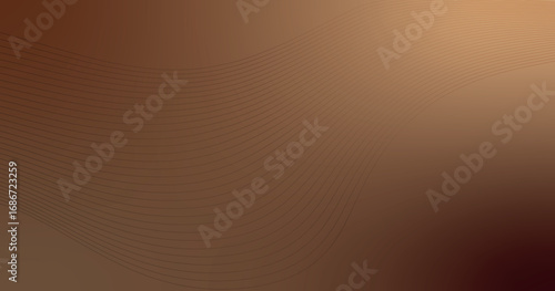 Tan brown background with abstract waves. Soft dark beige and brown gradient waves. Coffee and beige colors. Soft silk ecru liquid wallpaper. Vector illustration.