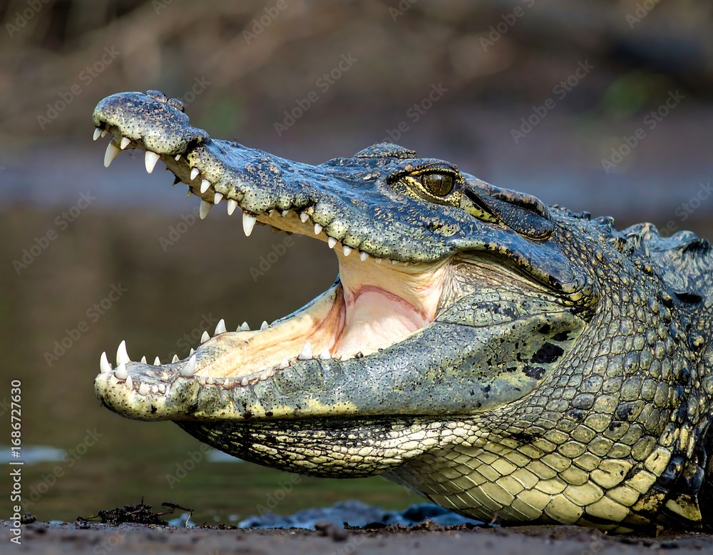 Fototapeta premium Croc's open jaw, close-up