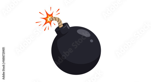 cartoon bomb with lit fuse explosive device