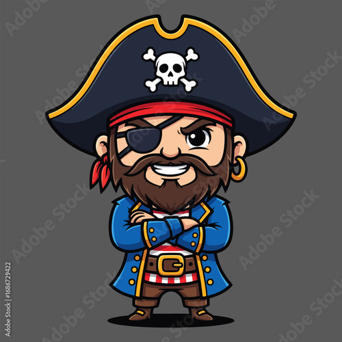 cute chibi style pirate mascot