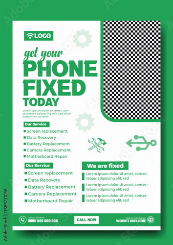 Professional phone repair service flyer offering fast and reliable fixes for all mobile devices today