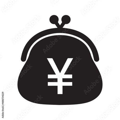 Yen and Yuan Coin Purse Icon, Japanese Currency and Savings Vector Symbol
