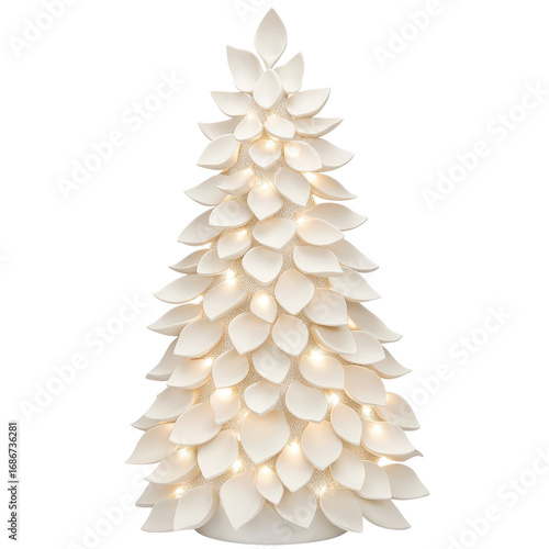 Elegant Cream-Colored Christmas Tree with Warm Lights
