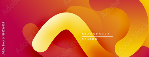 Abstract fluid shapes, warm color palette. Gradient transitions create dynamic visual effect. Modern design element for backgrounds.