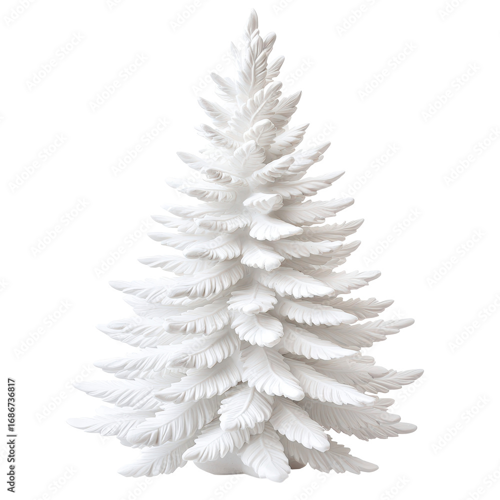 Obraz premium Elegant white Christmas tree sculpture on a transparent background