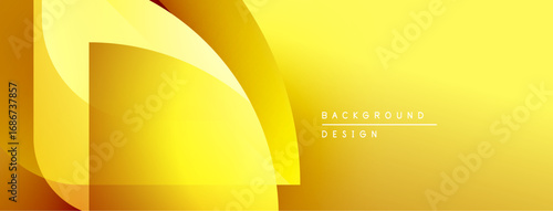 Bright yellow abstract design. Overlapping shapes create dynamic visual effect. Modern, gradient background suitable for presentations.