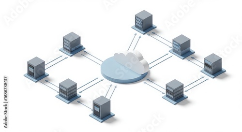 Cloud Computing Network Architecture with Multiple Servers and Connections