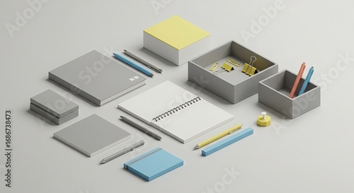 Minimalistic Desk Setup with Stationery and Organizational Items