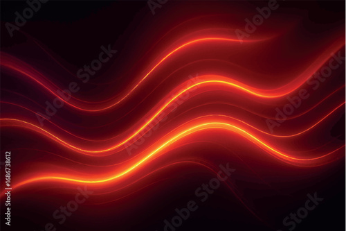 Abstract glowing red and orange waves on dark background. Futuristic neon energy flow, modern digital design, perfect for web, banners, posters, and creative projects.