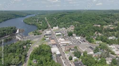 Wallpaper Mural Aerial View Of St. Croix Falls Town Along The St. Croix River In Polk County, Wisconsin, United States. Torontodigital.ca
