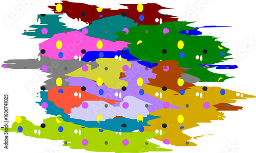 This abstract vector image features bold, layered color waves in organic shapes, blending retro tones like pink, green, blue, and beige to create a vibrant, fluid, and dynamic visual composition
