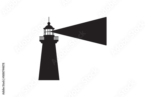 Lighthouse Silhouette Vector Art Simple Lighthouse Icon with Light Beam