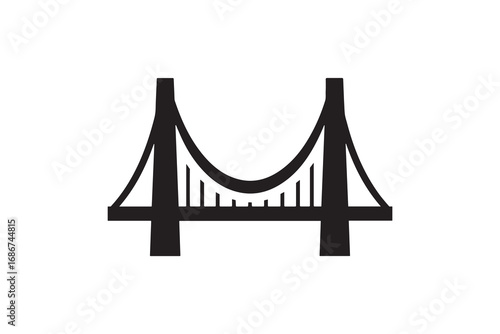 Simple Suspension Bridge Silhouette Minimalist Bridge Icon Vector