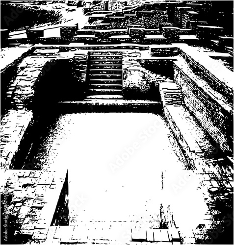 Ancient stone complex with intricate steps and architectural details, evoking history and heritage