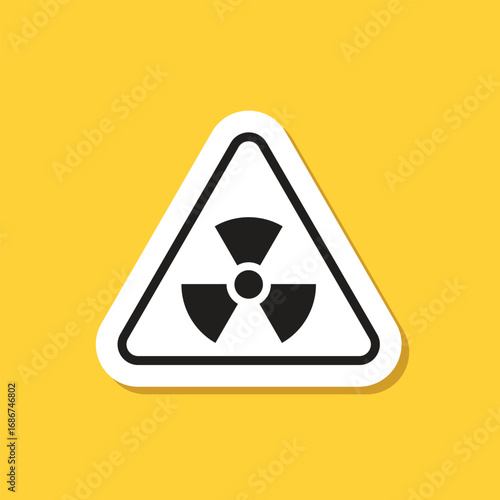 Radioactive material sticker icon in flat style. Radiation danger vector illustration on isolated background. Caution sign business concept.