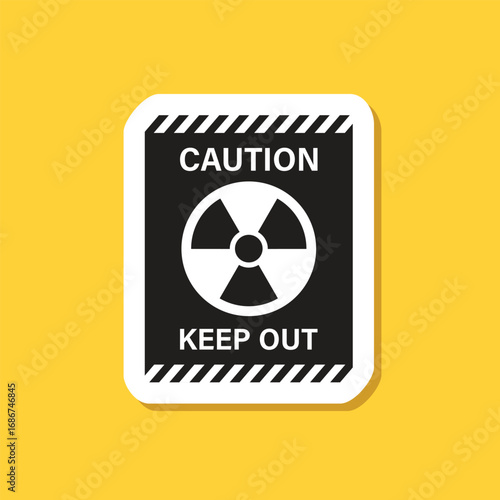 Radioactive material sticker icon in flat style. Radiation danger vector illustration on isolated background. Caution sign business concept.