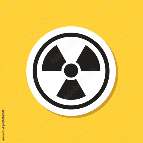 Radioactive material sticker icon in flat style. Radiation danger vector illustration on isolated background. Caution sign business concept.