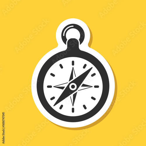 Compass sticker icon in flat style. Navigation equipment vector illustration on isolated background. Geographical position sign business concept.