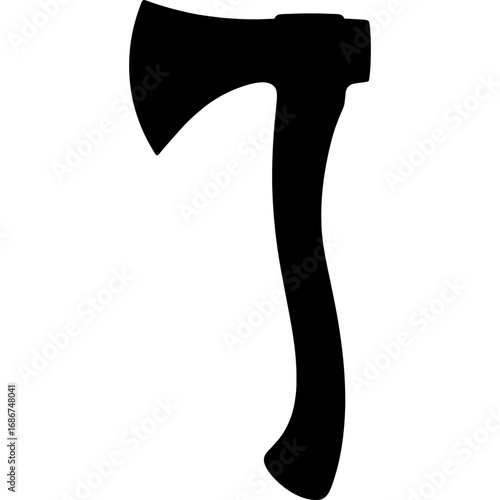 Black vector silhouette of throwing axe