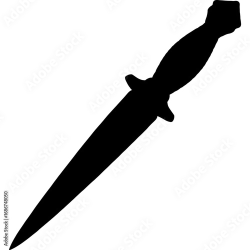 Black silhouette of dirk on white background