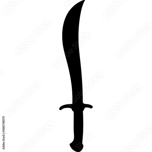 Black falchion silhouette on white background