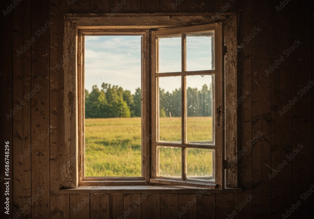 Fototapeta premium Open window field view