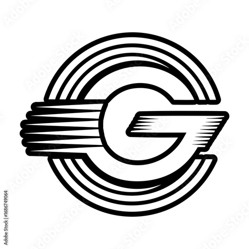 Glyph style elegant letter g symbol
