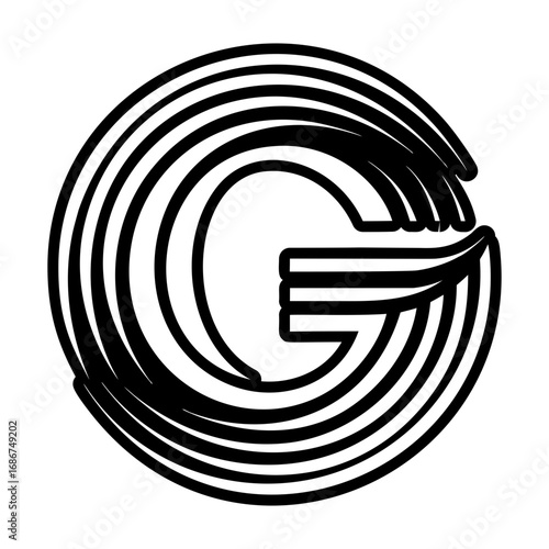 Abstract alphabet g logo in glyph style