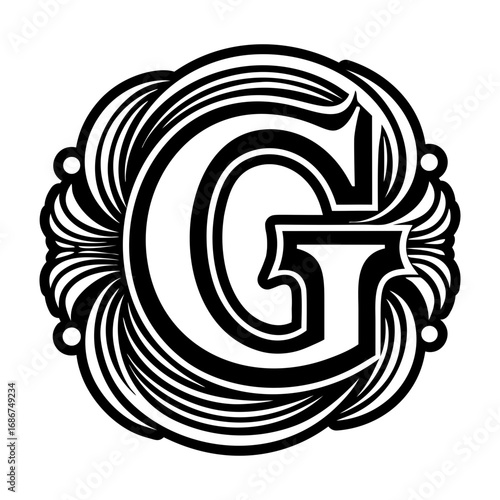 Abstract alphabet g logo in glyph style