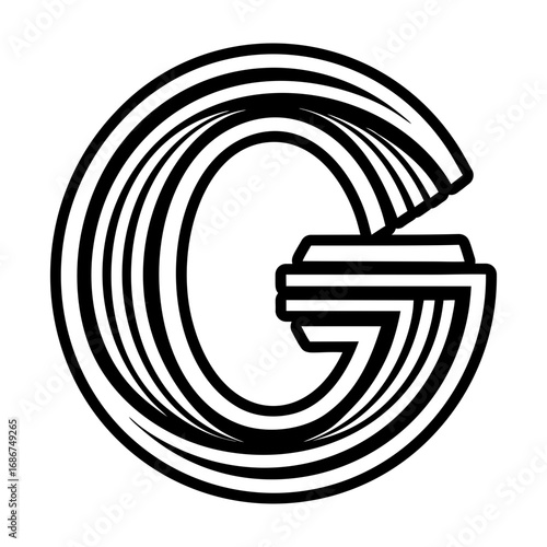 Minimalistic letter g logo in solid style