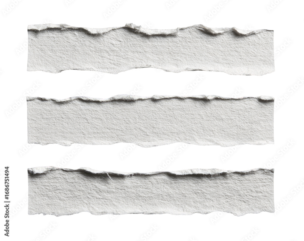 Fototapeta premium Three horizontal strips of torn white paper (9)