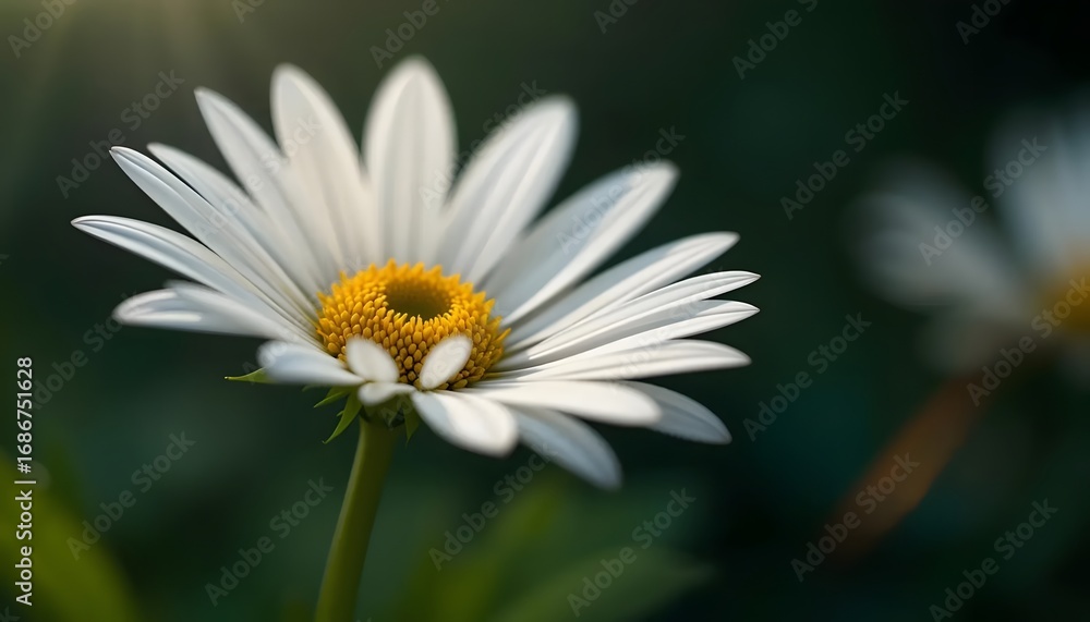 Obraz premium Beautiful Daisy Flower Close-up with White Petals and Yellow Center